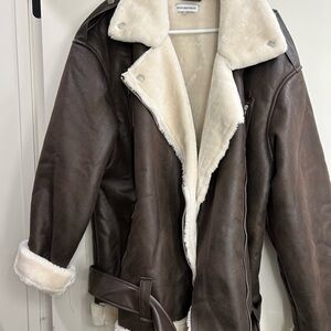 Brown Shearling Lined Jacket